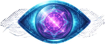 CyberShade logo: a glowing blue and violet cyber eye