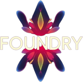 FOUNDRY logo: the FOUNDRY wordmark over a glowing flower emblem