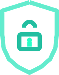 QuietWire logo: a teal shield with an open padlock