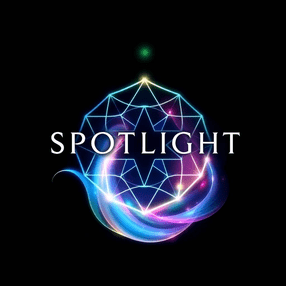 SPOTLIGHT logo: the SPOTLIGHT wordmark over a glowing crystal and light swirl